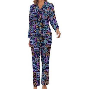 Web Development Neon Dames Pyjama Set Gedrukt Pj Set Nachtkleding Pyjama Loungewear Sets M