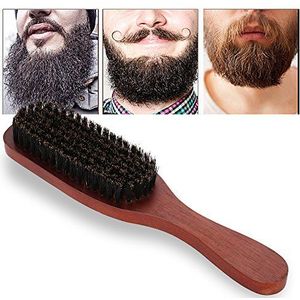 Qkiss natuurlijke haar baardborstel, houten handvat mannen professionele scheerbeurt baard borstel baard kam, snor schoonmaak baard zorg kapper salon tool tool