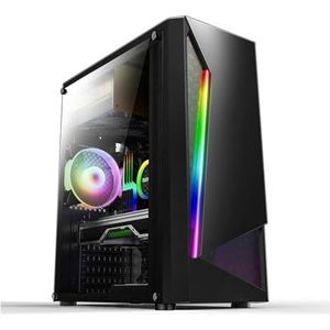 Mid-Tower ATX, M-ATX, MINI-ITX Gaming Case, Gehard Glazen Zijpaneel, Raster Frontpaneel Verticale GPU Beugel Ondersteunt Waterkoeling(Black)