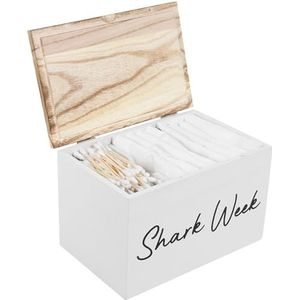 TNTGMG - Tamponhouder - Houten - 20 x 13 x 13 cm - Organizer met Deksel - Wit