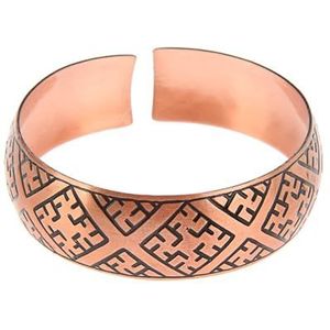 Koperen amulet armband voor bescherming - handgemaakte 5 cm diameter frame gebaseerde sieraden, Medium, Metaal, geen edelsteen