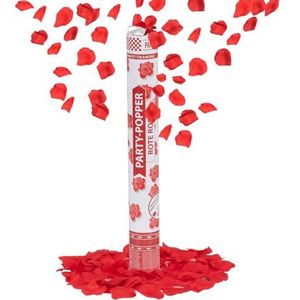 Party Factory confetti partypopper, 40 cm, 8 m vlieghoogte, confettiregen voor bruiloft, Valentijnsdag, oudejaarsavond of vrijgezellenfeest, 1er Set, Rode rozen