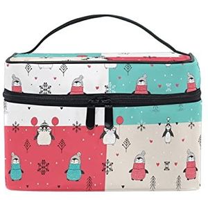 Pinguïn Sneeuwvlok Boom Cartoon Cosmetische Tas Organizer Rits Make-up Tassen Pouch Toilettas voor Meisje Vrouwen