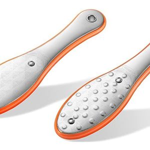 MR.GREEN Professionele Voetvijl Dubbelzijdig Pedicure Voetverzorging Gereedschap Voetschraper Harde Huid Remover Roestvrijstalen Voetvijlen(Oranje)
