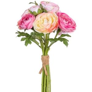 BigBuy Home Boeket bloemen, groen, roze, 20 x 20 x 35 cm