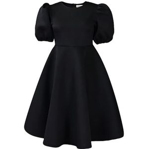 yk8fass A-lijn jurk met pofmouwen zv-5504, Zwart, S
