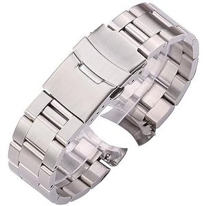 CBLDF 20 Mm 22 Mm Roestvrijstalen Horlogearmband Zilver Zwart Gebogen Uiteinde Horlogebanden Dames Heren Metalen Horlogeband (Color : Silver, Size : 20mm)
