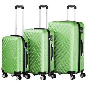 Zelsius Koffer set 3 stuks | ABS hardshell koffer met cijferslot, dubbele wielen en binnenscheidingswand | handbagagekoffer, 3-delig, trolley, koffer groot, bagageset, groen