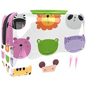 Make-up tas PVC toilettas met ritssluiting waterdichte cosmetische tas met dierenprint kikker muis voor vrouwen en meisjes