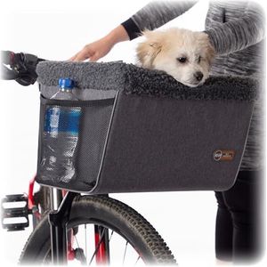 K&H PET PRODUCTS Universele fiets huisdierendrager voor reizen, katten- en hondenfietsmanden, stijlvol grijs groot 30 x 30 x 25 cm