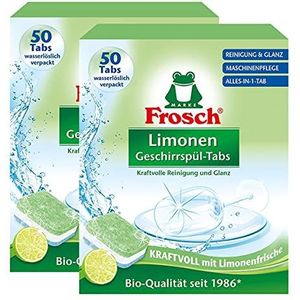 Frosch Limonen vaatwastabletten 50 tabs - reiniging en glans (verpakking van 2)