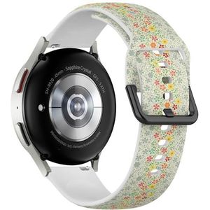 Sportieve zachte band compatibel met Samsung Galaxy Watch 6 / Classic, Galaxy Watch 5 / PRO, Galaxy Watch 4 Classic (ongebruikelijke gestreepte bloemen vintage rand) siliconen armband accessoire