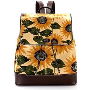 Gepersonaliseerde casual dagrugzak tas voor tiener vintage zonnebloem bloemen patroon schooltassen boekentassen, Meerkleurig, 27x12.3x32cm, Rugzak Rugzakken