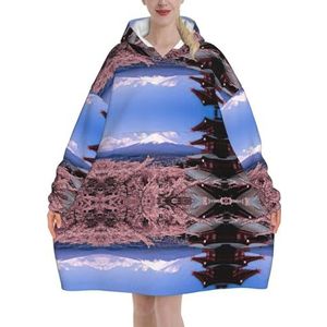 Oversized Mount Fuji Japan Hoodies Vrouwen Uk Pluizige Deken Hoodie Sherpa Vrouwen Fleece Draagbare Deken Mannen