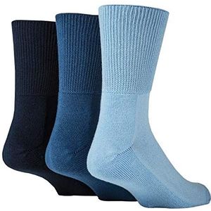 IOMI Footnurse 3-pak uniseks extra brede bamboe diabetes sokken, 4 maten, voor gezwollen voeten en benen, gladde teennaad, gewatteerde voet, Blauw, 43-45 EU