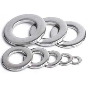 Ringen 1/20/50/100 stuks vlakke pakking Zilveren ring Roestvrij staal metalen ringen Vlakke M1.6/M2/M2.5/M3/M4/M5/M6/M8/M10/M12/M14-M24 Bevestigingsringen(M1.6x4x0.3(100pcs))