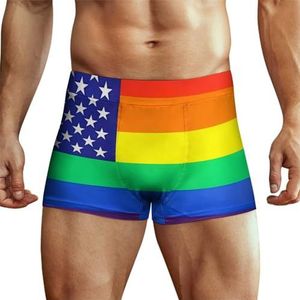 Gay Rainbow Pride LGBTQ Star Amerikaanse boxershorts voor heren, hoge tailleband, zacht ondergoed, stretch trunks panty