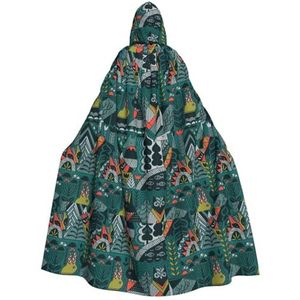 Longyiyi Unisex gewaden capes volwassen groene dieren print capuchon mantel voor cosplay Halloween dood vampier kostuums.