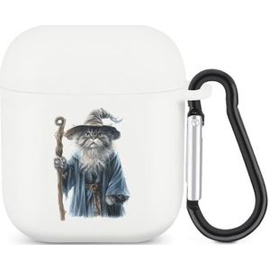 Cat Lovers Lord Of The Cats Catdalf Leuke Case voor AirPods 2&1 Schokbestendige Beschermende Hoofdtelefoon Gevallen Cover Met Sleutelhanger voor Mannen Vrouwen