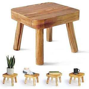 Eden Creations Kleine houten kruk, plantenstandaard indoor opstap of kinderkruk - ideaal als kleine bijzettafel voor kamerplanten, slaapkamer nachtkastje of badkamer (20 cm)