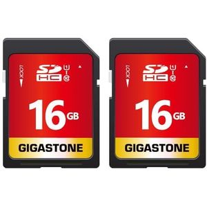 Gigastone 16 GB SDHC-geheugenkaart, 2 stuks, premium serie, overdrachtssnelheid tot 80 MB/s. voor foto's, video's, muziek, bestanden, camcorder, camera, pc, klasse 10 U1 UHS-I