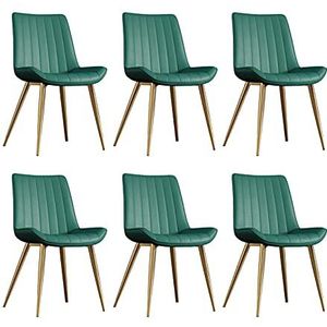 GEIRONV Gouden metalen benen dineren stoelen set van 6, Pu Lederen receptie stoel for keuken woonkamer slaapkamer appartement lounge stoel Eetstoelen (Color : Green)