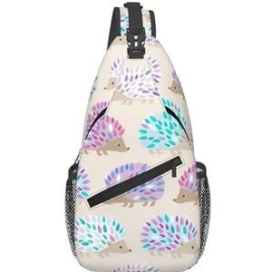 Hibiscusbloemen, geschikt voor sport, hardlopen, reizen, outdoor, crossbodytassen voor heren en dames, Egel Polkadot, Eén maat, Retro