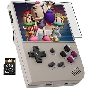 Handheld gameconsole Ondersteuning Linux, 5G WiFi 4.2 Bluetooth 3,5 inch IPS-scherm 64G TF-kaart 4452 Klassieke spellen (Size : Gray)