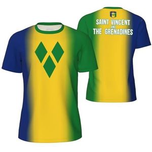 Sport Mesh T-Shirt Saint Vincent en de Grenadines vlag voor Running Bike Voetbal Tennis Voetbal Fitness Tees 3D Gedrukt, Meerkleurig, S