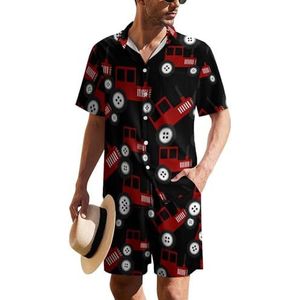 Red Tractor Hawaïaans pak voor heren, set van 2 stuks, strandoutfit, shirt en korte broek, bijpassende set