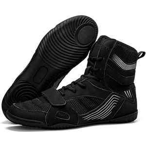Hiuzylqx Hoge boksschoenen voor heren, lichtgewicht en ademend, geschikt voor gewichtheffen, bodybuilding, deadlift, powerlifting en sporttraining in de sportschool.,zwart,35 EU