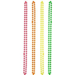 The Glowhouse - Premium set van 4 veelkleurige neon fluorescerende 80's Rave kunststof neon kralen kettingen, Kunststof