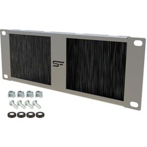 Stalflex Borstelplaat voor server rack 10 inch 2u - montage in kast rack van metaal voor zware toepassingen - kabeldoorvoer met geïntegreerde bureau-organizer