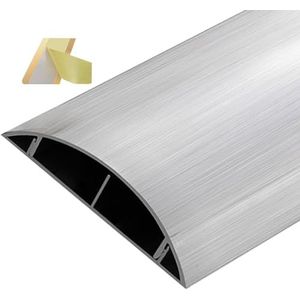 Vloerkabelgootdoorvoer， Zelfklevende vloerkabelhoes van aluminiumlegering for thuiskantoor, 1 m, 3,3 ft, veelkleurig, verschillende maten(Silver-NO.12-W-112mm(4-41/100in))