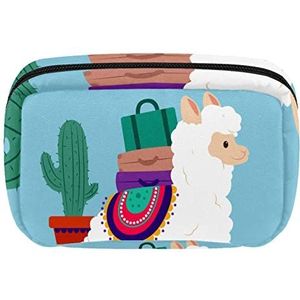 Reis Gepersonaliseerde Make-up Bag Cosmetische Tas Toiletry tas voor vrouwen en meisjes Alpaca Blue Llama, Meerkleurig, 17.5x7x10.5cm/6.9x4.1x2.8in