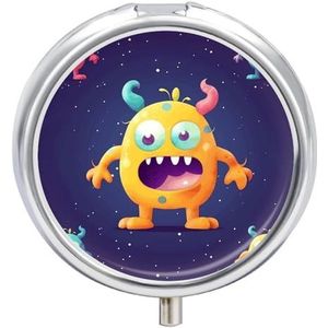 Pillendoosje Reizen Pil Organizer Cartoon Kleurrijke Monster Gedrukt Leuke Pillendoos Handige Pillendoos Geschikt om in zakken en zakken te worden geplaatst
