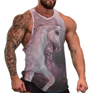 Cherry Flowers Eenhoorns Heren Tank Top Grafische Mouwloze Bodybuilding Tees Casual Strand T-Shirt Grappige Gym Spier
