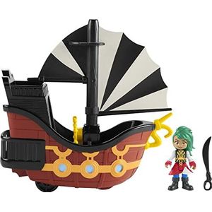 Fisher-Price Nickelodeon Santiago of The Seas Bonnie Bones figuur & El Calamar Piratenschip Speelgoed voor Preschool Pretend Play Leeftijd 3 jaar en up