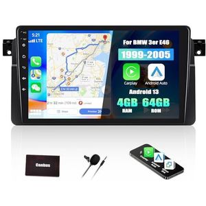 SIXTOP [4G+64G] Android 13 autoradio voor BMW 3 Serie E46 1998-2006 met Carplay Android Auto,9” touchscreen radio met Bluetooth EQ GPS WiFi FM/RDS MirrorLink Split Screen Mic