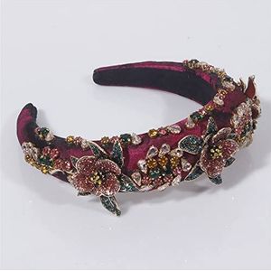 Steentjes barokke brede hoofdbanden voor vrouwen feest elastische haarband haaraccessoires haarring AY06-rood