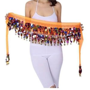 RPXHZLKTM Munt Riem Buik Kleurrijke Glitter Munten Driehoek Wrap Riem Sparkle Rok Voor Vrouwen Accessoire Met Kwastje Pailletten Kostuum, Oranje, one size