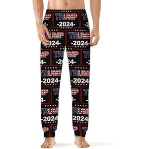 Trump 2024 USA Vlag Mannen Pyjama Broek Zachte Lounge Bottoms Met Pocket Slaap Broek Loungewear