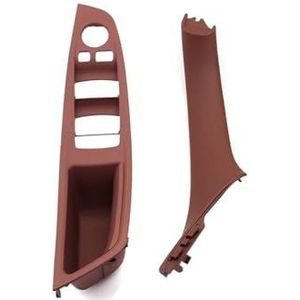 Auto Binnen Interieur Deurgrepen Auto-interieur Deurgreep Bekledingset Voor BMW Voor 5-serie F10 F11 F18 520i 523i 525i 528i 535i LHD Koolstofvezel Beige Zwart(Red Brown 2PCS Set)