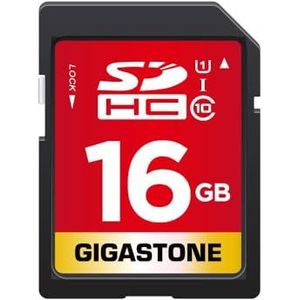 Gigastone 16GB SD geheugenkaart, SDHC, UHS-1, U1, klasse 10, geschikt voor muziek, fotocamera’s, camera, computer, Mac POS, DSC