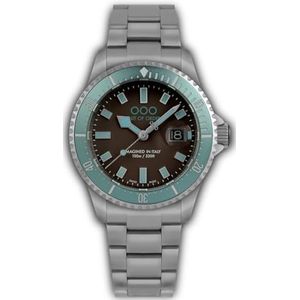 Out of Order CASA NOVA Staal Swiss Made Turquoise Quartz Datum bruin herenhorloge, Zilver, Armband