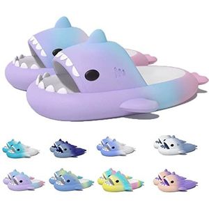 Hokuto Shark Slides voor kinderen, antislip, lichtgewicht zolen, slippers, voor binnen en buiten, paars wit., 35/36 EU