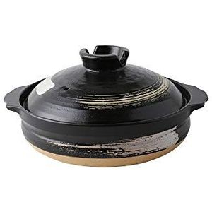 Donabe Japanse braadpan Pot hittebestendige keramische braadpan met deksel klei rijstkoker pot braadpan klei pot slow stev saspan gezondheid steelpan,D,2.2L