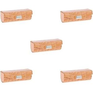Lederen Lipstick Case Houder Opbergdoos met Spiegel voor Portemonnee Lichtblauw, 5 Set (Oranje), as described, als beschrijving