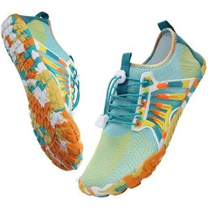 IceUnicorn Blotevoetenschoenen voor dames en heren, brede trailschoenen, teenschoenen, uniseks, zwemschoenen, strandschoenen, waterschoenen, geel, groen., 44 EU