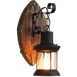 Futchoy Wandlamp, antiek, E27, buitenlamp, wandlamp, retro, vintage, industrie, met houten plank, voor hal, park, erf
